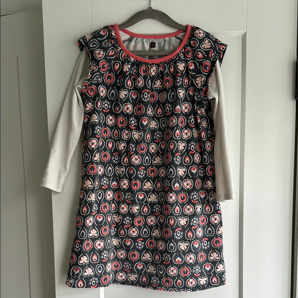 Tea Collection Pink and Blue Long Sleeve Sheath Dress